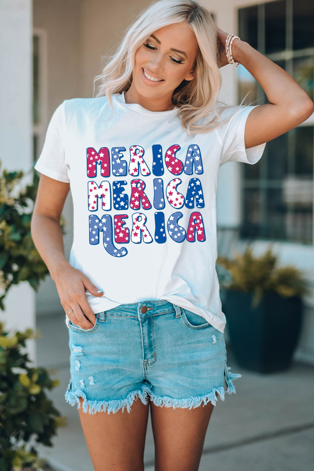 MERICA Graphic Round Neck Tee