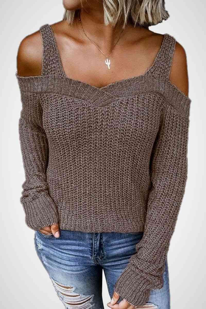 Long Sleeve Cold Shoulder Sweater