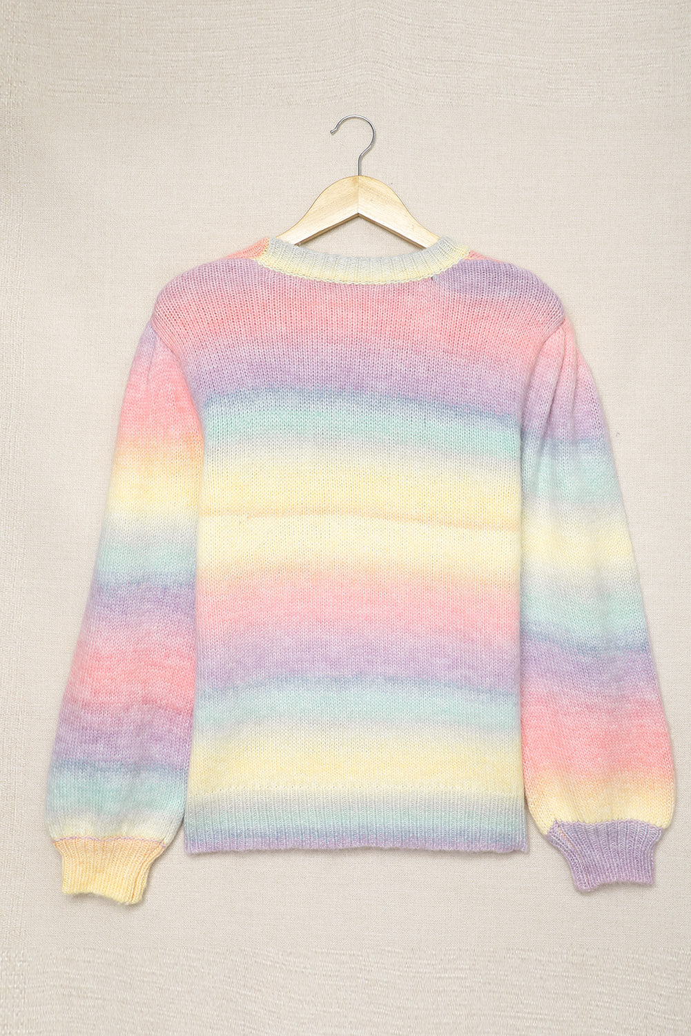 Gradient Stripes Bishop Sleeve Sweater