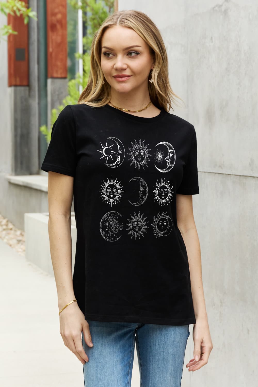 Simply Love Full Size Sun and Moon Graphic Cotton Tee