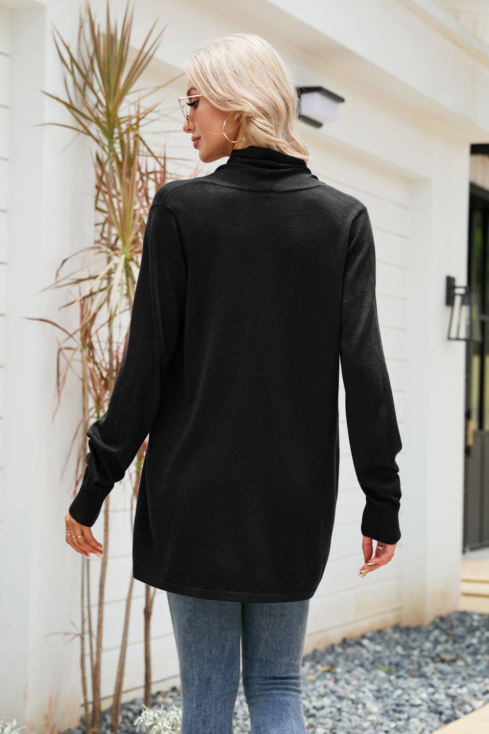 Open Front Long Sleeve Longline Cardigan