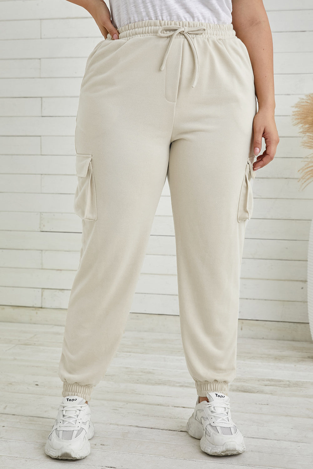 Plus Size Elastic Waist Joggers with Pockets