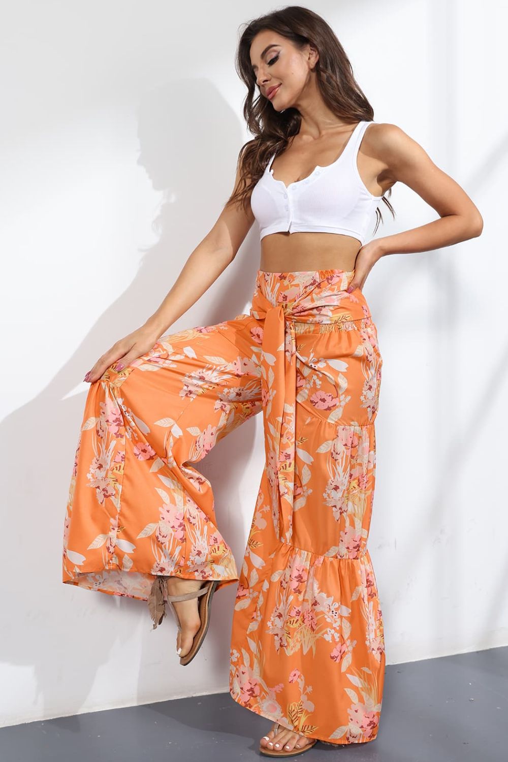 Printed High-Rise Tied Culottes