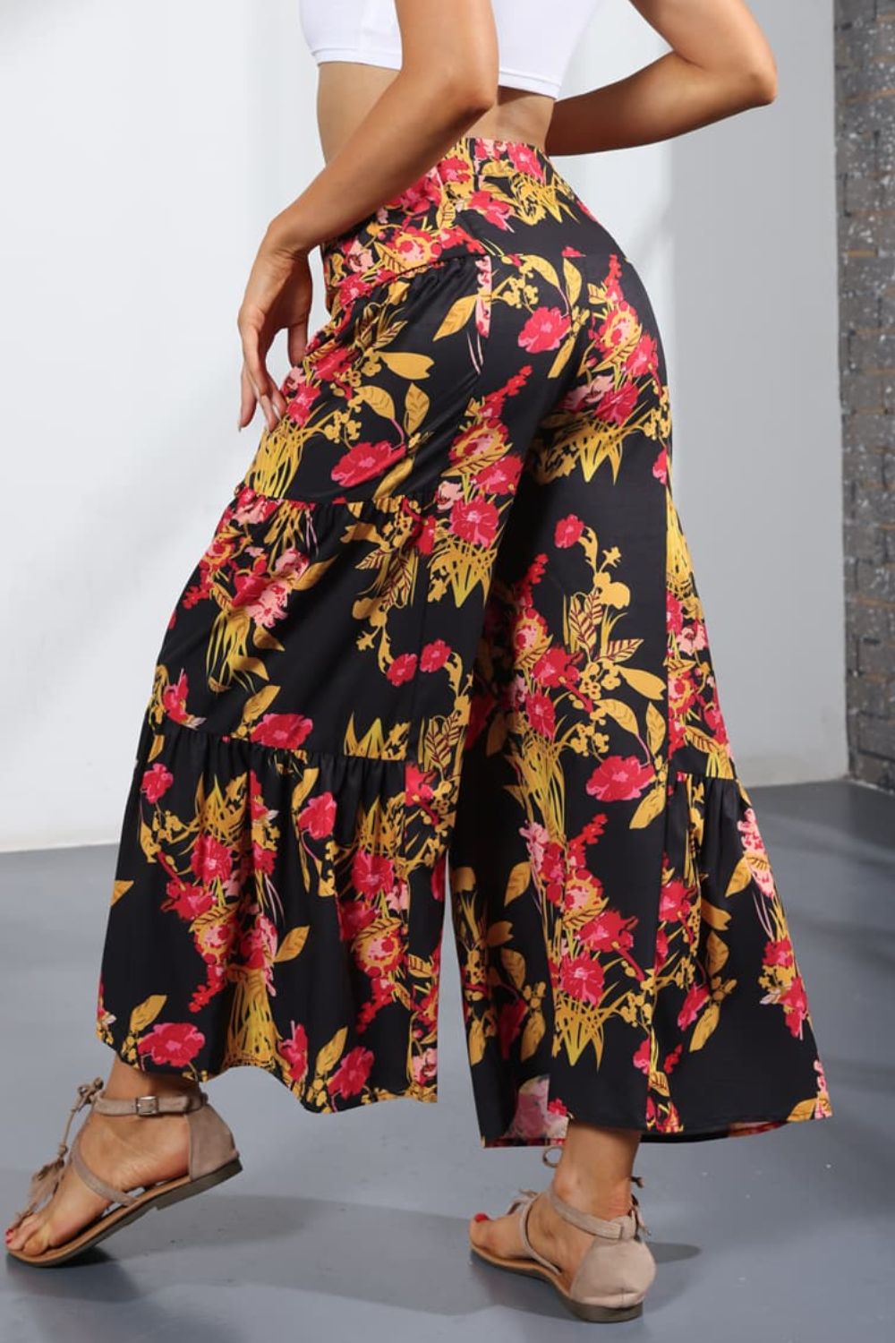 Printed Tie-Front Culottes