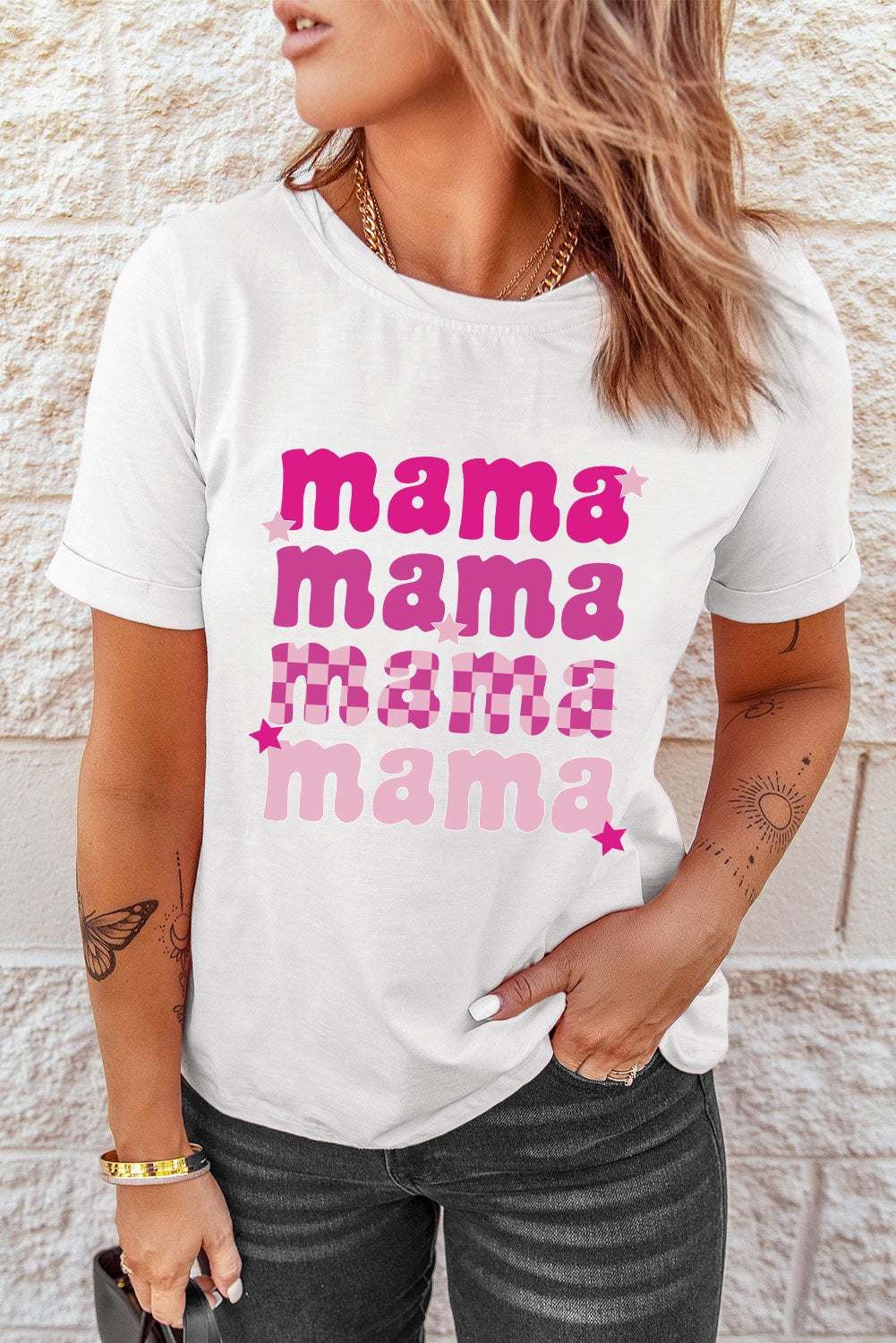 MAMA Graphic Round Neck T-Shirt