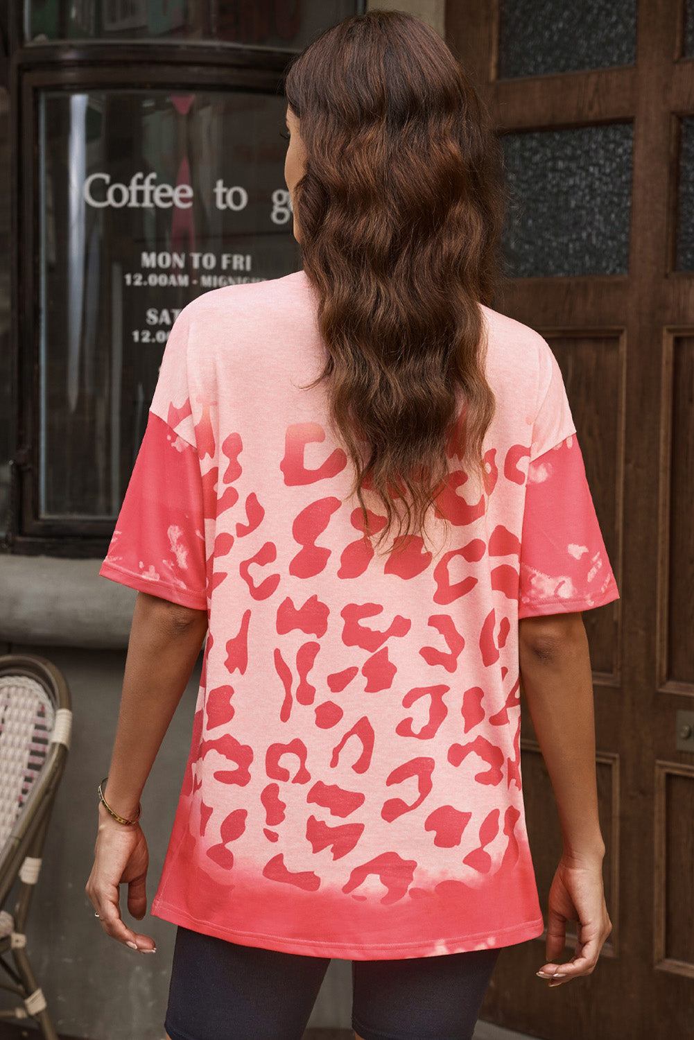 Leopard Round Neck Dropped Shoulder Long Tee