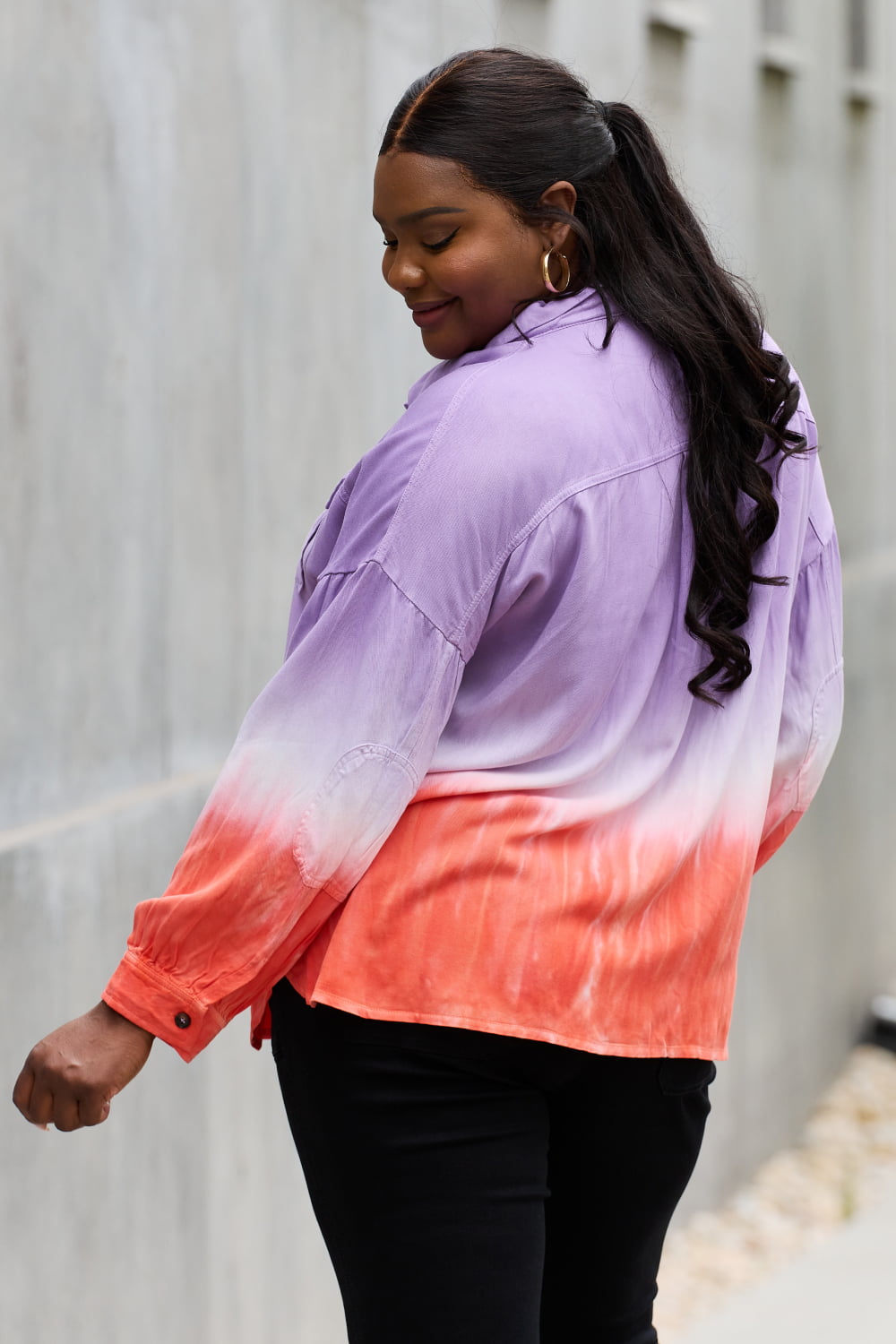 White Birch Relaxed Fit Tie-Dye Button Down Top